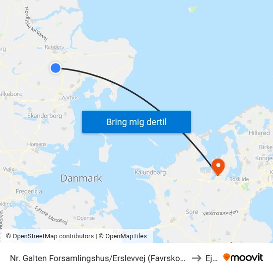 Nr. Galten Forsamlingshus/Erslevvej (Favrskov Kom) to Ejby map