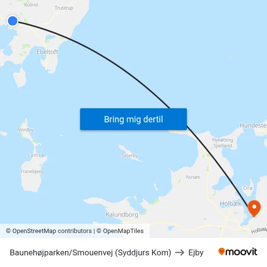 Baunehøjparken/Smouenvej (Syddjurs Kom) to Ejby map