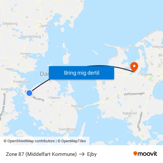 Zone 87 (Middelfart Kommune) to Ejby map