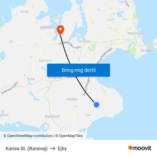 Karise St. (Banevej) to Ejby map