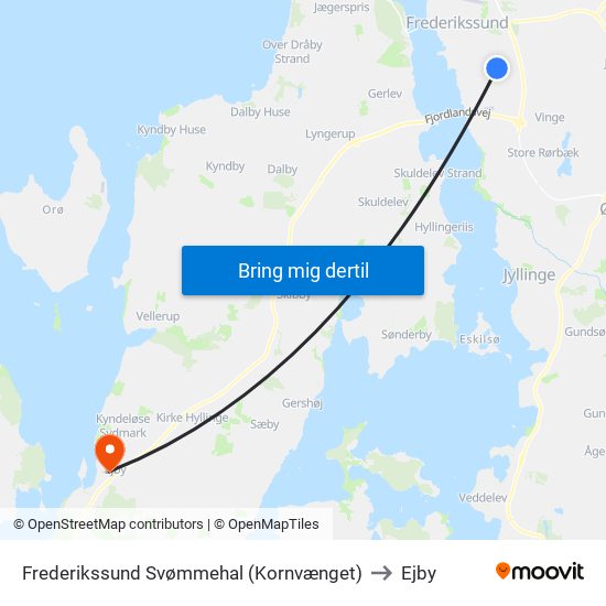 Frederikssund Svømmehal (Kornvænget) to Ejby map