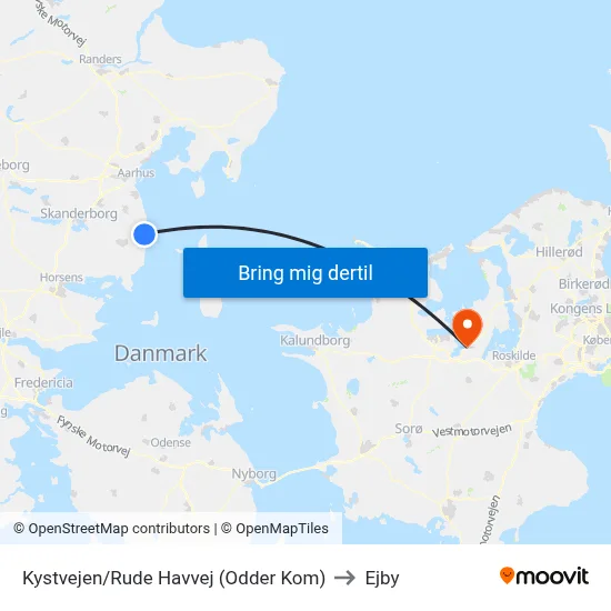 Kystvejen/Rude Havvej (Odder Kom) to Ejby map
