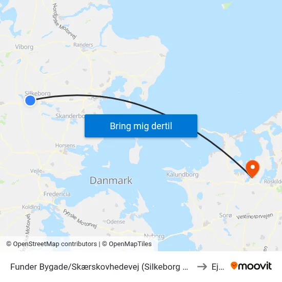 Funder Bygade/Skærskovhedevej (Silkeborg Kom) to Ejby map