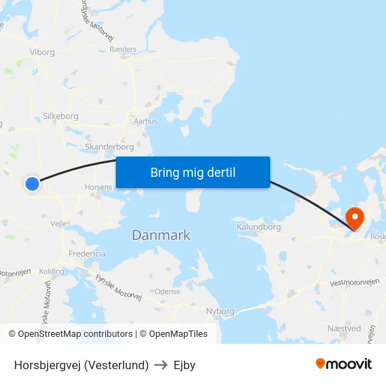 Horsbjergvej (Vesterlund) to Ejby map