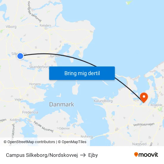 Campus Silkeborg/Nordskovvej to Ejby map