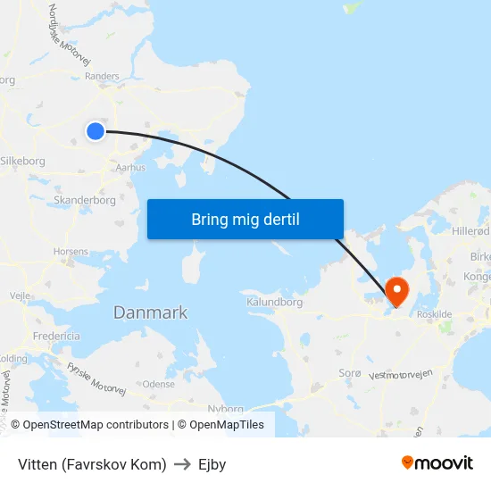 Vitten (Favrskov Kom) to Ejby map