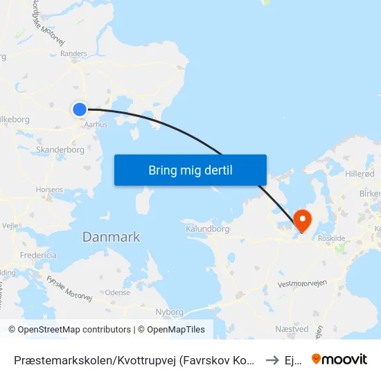 Præstemarkskolen/Kvottrupvej (Favrskov Kom) to Ejby map
