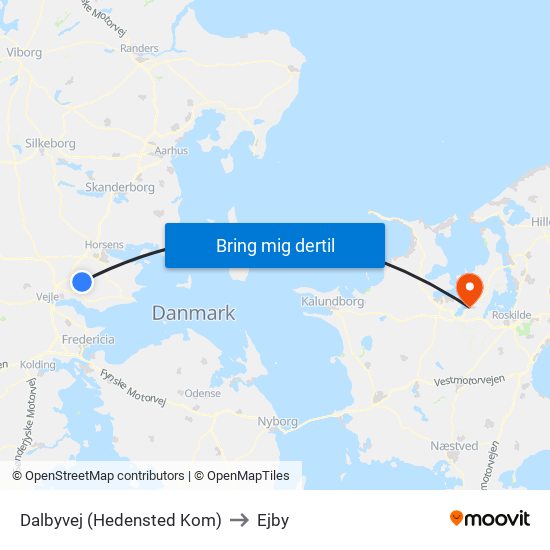 Dalbyvej (Hedensted Kom) to Ejby map