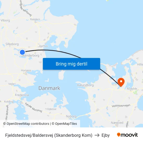 Fjeldstedsvej/Baldersvej (Skanderborg Kom) to Ejby map