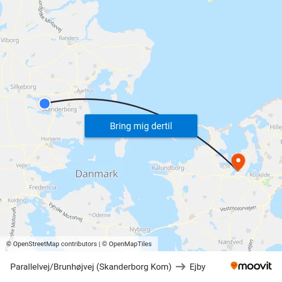 Parallelvej/Brunhøjvej (Skanderborg Kom) to Ejby map