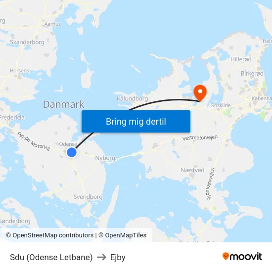 Sdu (Odense Letbane) to Ejby map