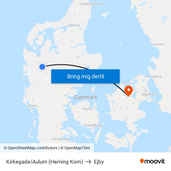 Kirkegade/Aulum (Herning Kom) to Ejby map