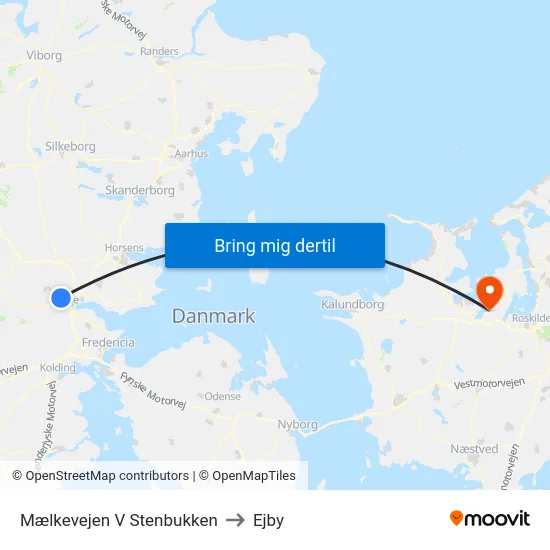 Mælkevejen V Stenbukken to Ejby map