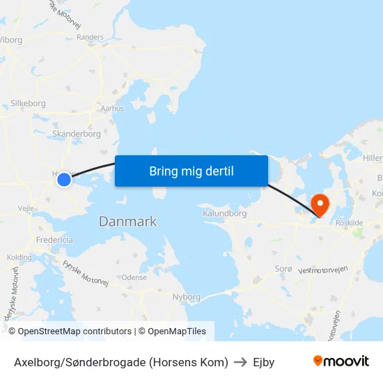 Axelborg/Sønderbrogade (Horsens Kom) to Ejby map