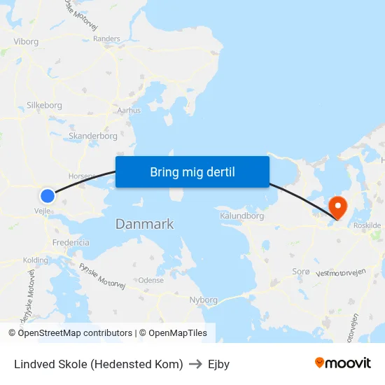 Lindved Skole (Hedensted Kom) to Ejby map