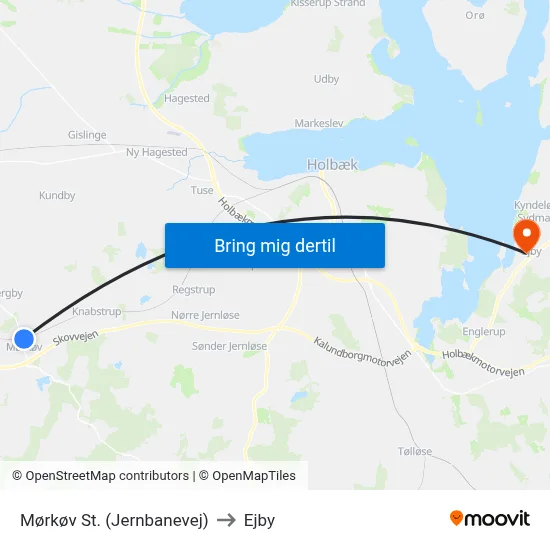 Mørkøv St. (Jernbanevej) to Ejby map