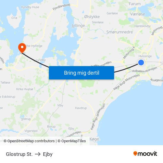 Glostrup St. to Ejby map