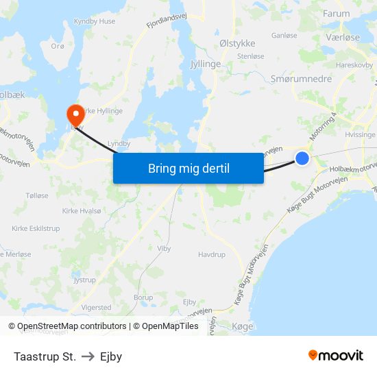 Taastrup St. to Ejby map