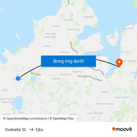 Svebølle St. to Ejby map