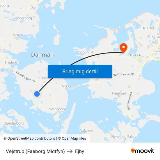 Vøjstrup (Faaborg Midtfyn) to Ejby map