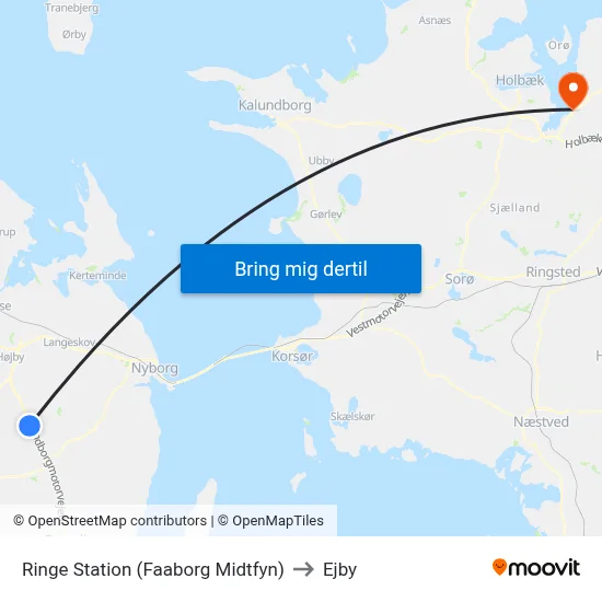 Ringe Station (Faaborg Midtfyn) to Ejby map