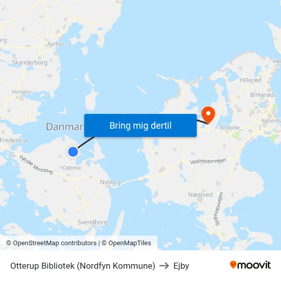 Otterup Bibliotek (Nordfyn Kommune) to Ejby map