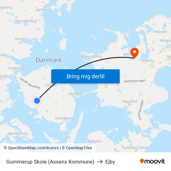 Gummerup Skole (Assens Kommune) to Ejby map