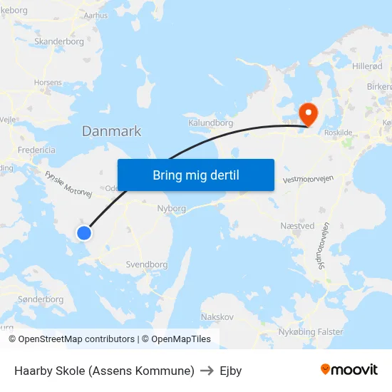 Haarby Skole (Assens Kommune) to Ejby map