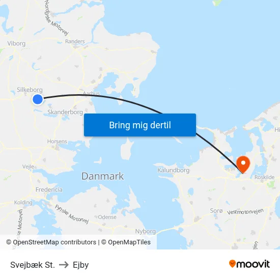 Svejbæk St. to Ejby map