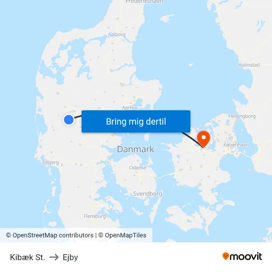 Kibæk St. to Ejby map