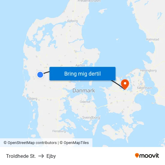 Troldhede St. to Ejby map
