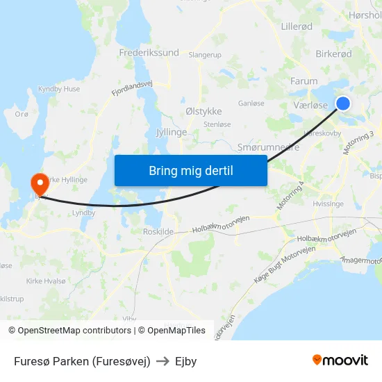 Furesø Parken (Furesøvej) to Ejby map