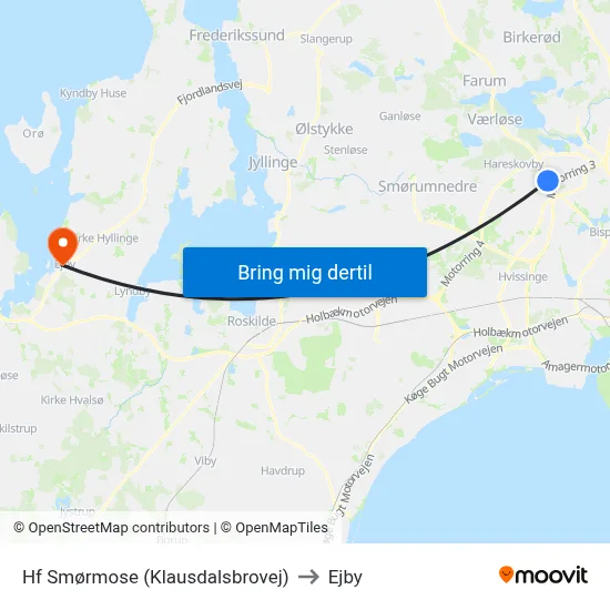 Hf Smørmose (Klausdalsbrovej) to Ejby map