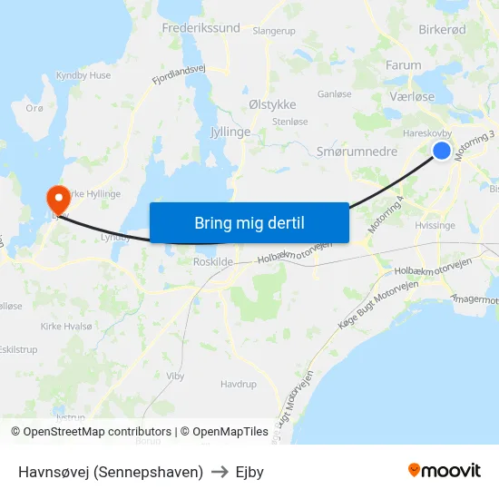 Havnsøvej (Sennepshaven) to Ejby map