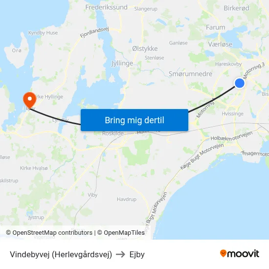Vindebyvej (Herlevgårdsvej) to Ejby map