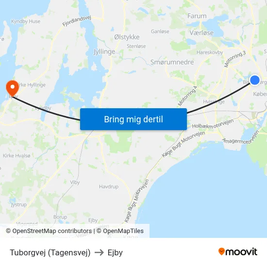 Tuborgvej (Tagensvej) to Ejby map