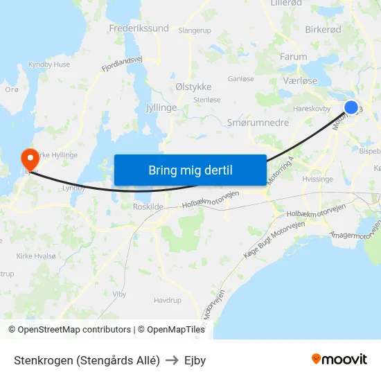 Stenkrogen (Stengårds Allé) to Ejby map