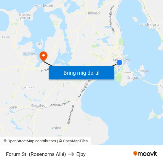 Forum St. (Rosenørns Allé) to Ejby map