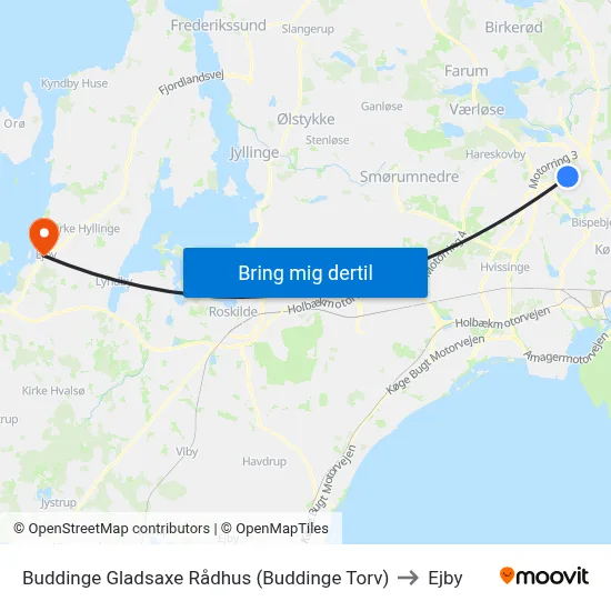 Buddinge Gladsaxe Rådhus (Buddinge Torv) to Ejby map