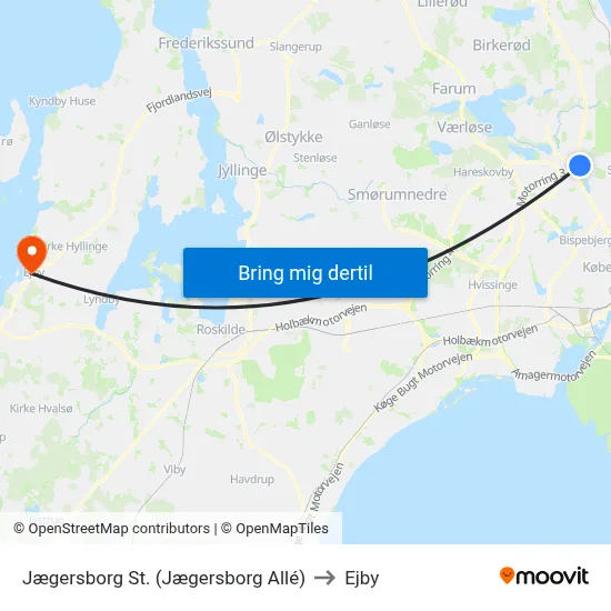 Jægersborg St. (Jægersborg Allé) to Ejby map