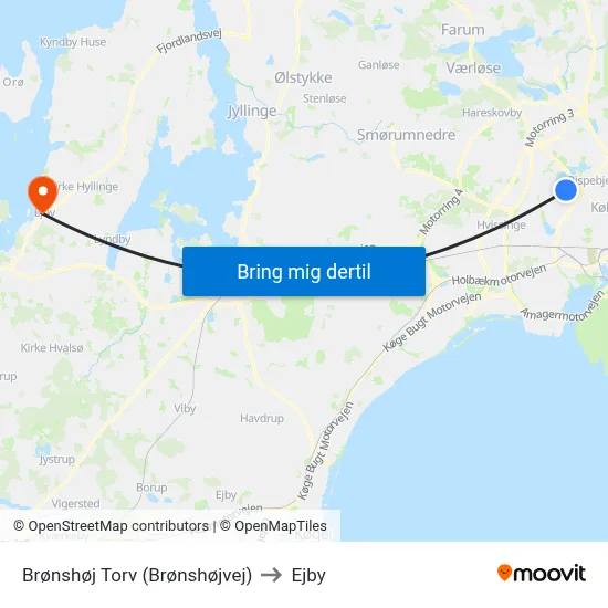 Brønshøj Torv (Brønshøjvej) to Ejby map