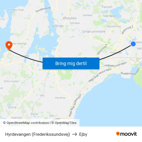 Hyrdevangen (Frederikssundsvej) to Ejby map