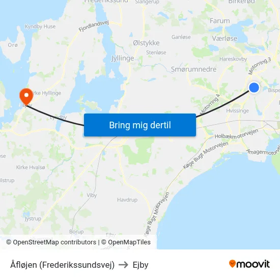 Åfløjen (Frederikssundsvej) to Ejby map