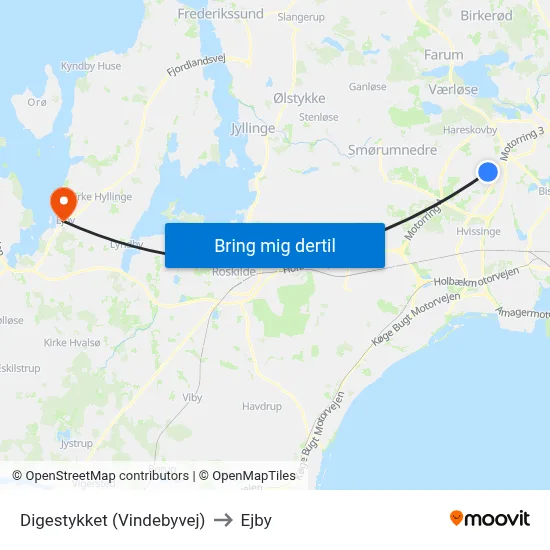 Digestykket (Vindebyvej) to Ejby map