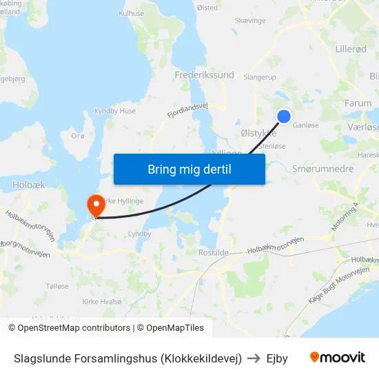 Slagslunde Forsamlingshus (Klokkekildevej) to Ejby map