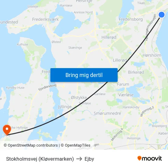 Stokholmsvej (Kløvermarken) to Ejby map