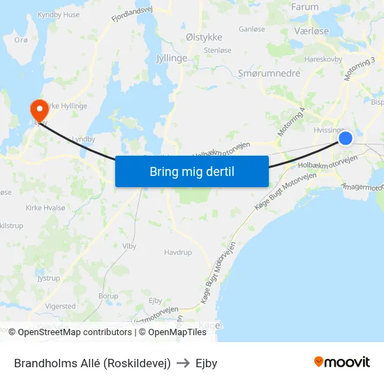 Brandholms Allé (Roskildevej) to Ejby map