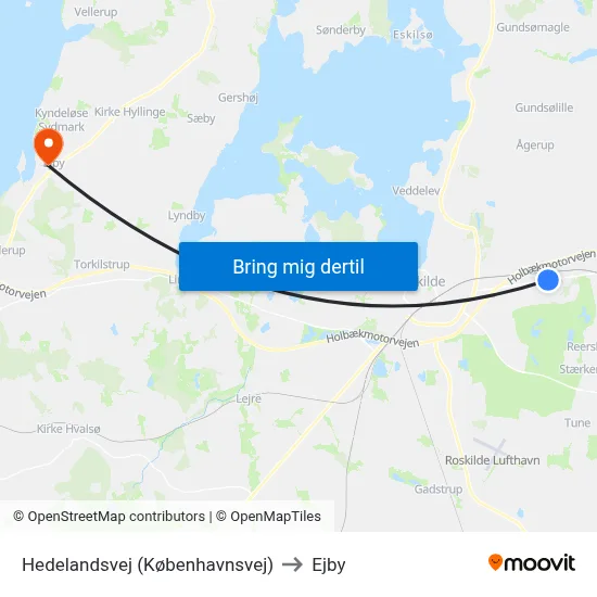 Hedelandsvej (Københavnsvej) to Ejby map