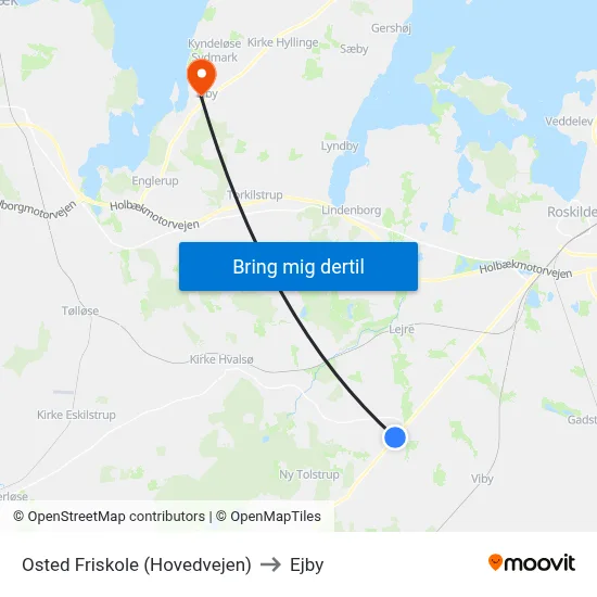 Osted Friskole (Hovedvejen) to Ejby map