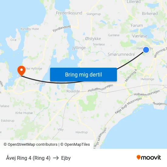 Åvej Ring 4 (Ring 4) to Ejby map